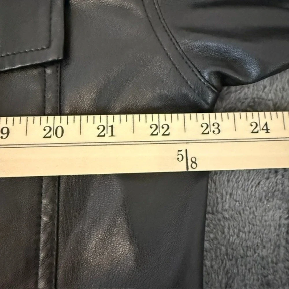 Zara Faux Leather Overshirt Jacket Button Front Pockets Super Soft Black Small